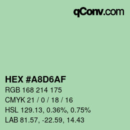 カラーコード: HEX #A8D6AF | qconv.com