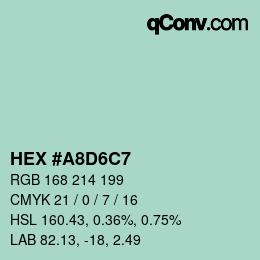 Código de color: HEX #A8D6C7 | qconv.com