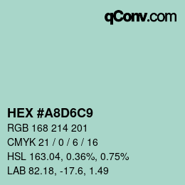 カラーコード: HEX #A8D6C9 | qconv.com