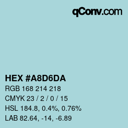カラーコード: HEX #A8D6DA | qconv.com