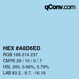 カラーコード: HEX #A8D6ED | qconv.com