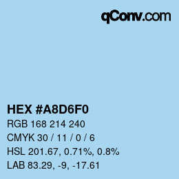 カラーコード: HEX #A8D6F0 | qconv.com