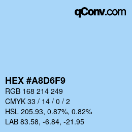 カラーコード: HEX #A8D6F9 | qconv.com