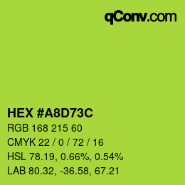 Color code: HEX #A8D73C | qconv.com