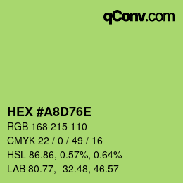 Color code: HEX #A8D76E | qconv.com