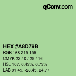 Color code: HEX #A8D79B | qconv.com