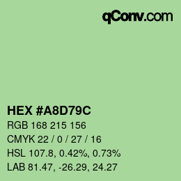 Color code: HEX #A8D79C | qconv.com