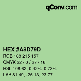 Color code: HEX #A8D79D | qconv.com