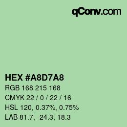 Color code: HEX #A8D7A8 | qconv.com