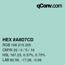 Color code: HEX #A8D7CD | qconv.com