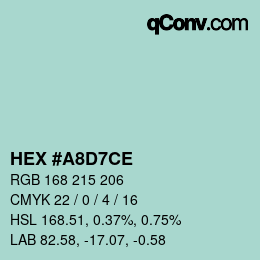 Color code: HEX #A8D7CE | qconv.com