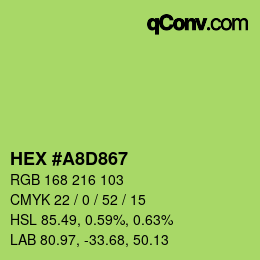 Color code: HEX #A8D867 | qconv.com