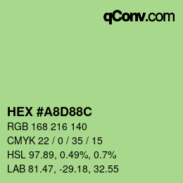 Color code: HEX #A8D88C | qconv.com
