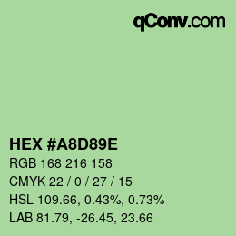 Color code: HEX #A8D89E | qconv.com