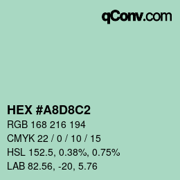 カラーコード: HEX #A8D8C2 | qconv.com