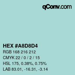 カラーコード: HEX #A8D8D4 | qconv.com