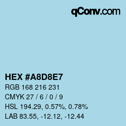 Código de color: HEX #A8D8E7 | qconv.com
