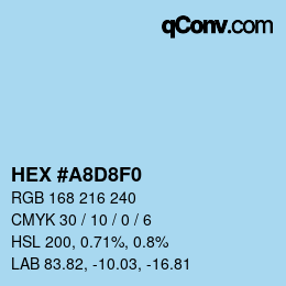 Color code: HEX #A8D8F0 | qconv.com