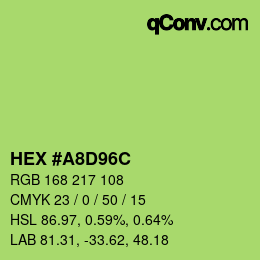 Color code: HEX #A8D96C | qconv.com