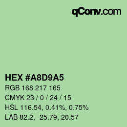 Color code: HEX #A8D9A5 | qconv.com