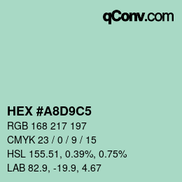 Código de color: HEX #A8D9C5 | qconv.com