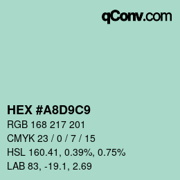 Color code: HEX #A8D9C9 | qconv.com
