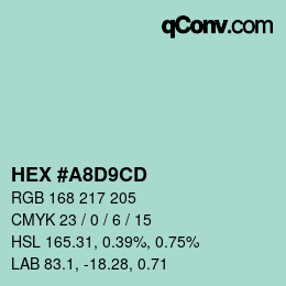 カラーコード: HEX #A8D9CD | qconv.com