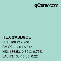 Color code: HEX #A8D9CE | qconv.com