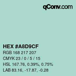 Color code: HEX #A8D9CF | qconv.com