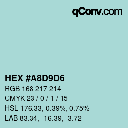 カラーコード: HEX #A8D9D6 | qconv.com