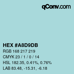 Color code: HEX #A8D9DB | qconv.com