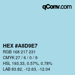 颜色代码: HEX #A8D9E7 | qconv.com