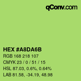 Color code: HEX #A8DA6B | qconv.com