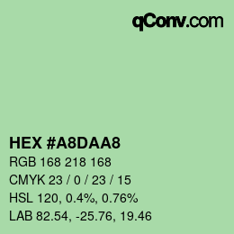 Color code: HEX #A8DAA8 | qconv.com