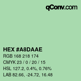 Color code: HEX #A8DAAE | qconv.com