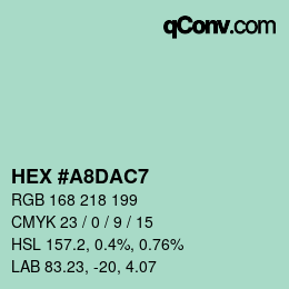 Color code: HEX #A8DAC7 | qconv.com