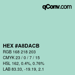 カラーコード: HEX #A8DACB | qconv.com