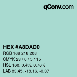 Color code: HEX #A8DAD0 | qconv.com