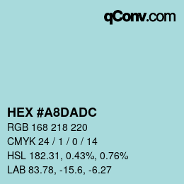 颜色代码: HEX #A8DADC | qconv.com
