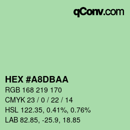 Color code: HEX #A8DBAA | qconv.com