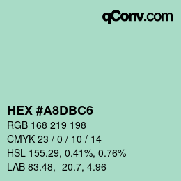 Color code: HEX #A8DBC6 | qconv.com