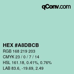 Color code: HEX #A8DBCB | qconv.com