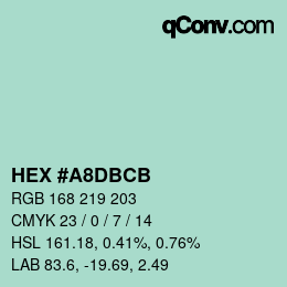 カラーコード: HEX #A8DBCB | qconv.com