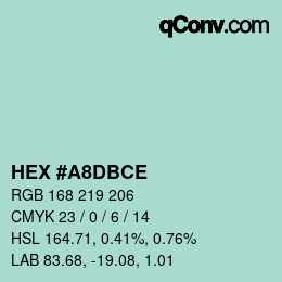 Color code: HEX #A8DBCE | qconv.com