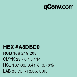 Color code: HEX #A8DBD0 | qconv.com