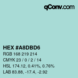 Color code: HEX #A8DBD6 | qconv.com