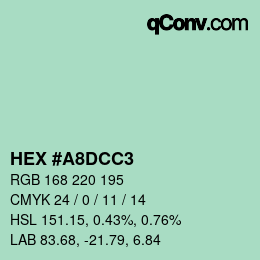 カラーコード: HEX #A8DCC3 | qconv.com