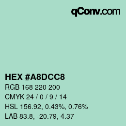 Color code: HEX #A8DCC8 | qconv.com
