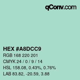 カラーコード: HEX #A8DCC9 | qconv.com