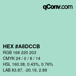カラーコード: HEX #A8DCCB | qconv.com